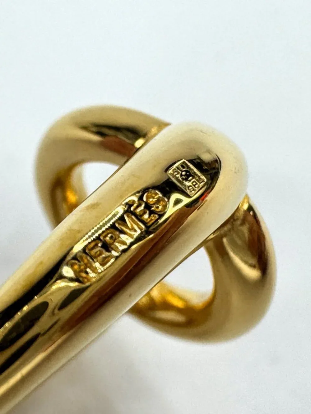 Vintage Hermès Mors Horsebit Gold Tone Scarf Ring Authentic GS866